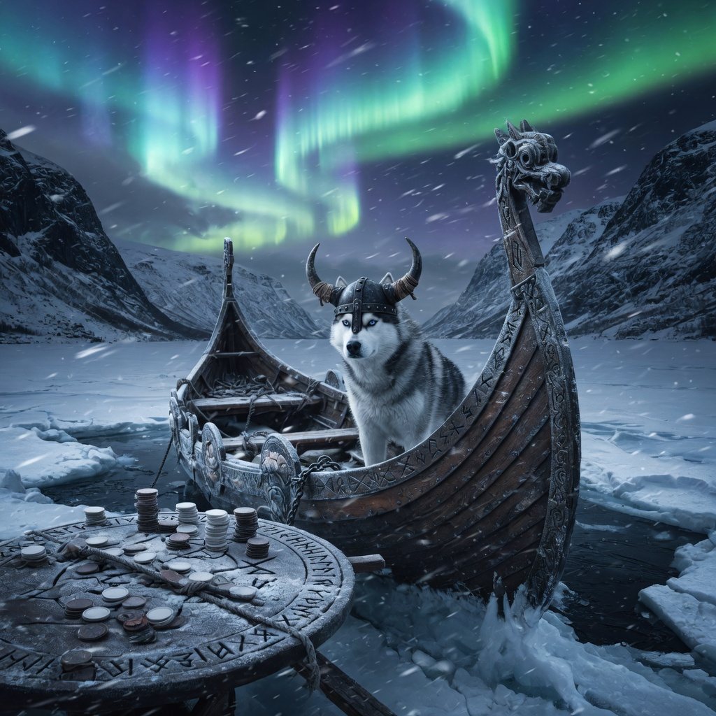 Viking Husky Valor โ Viking Runes themed free social slot game art